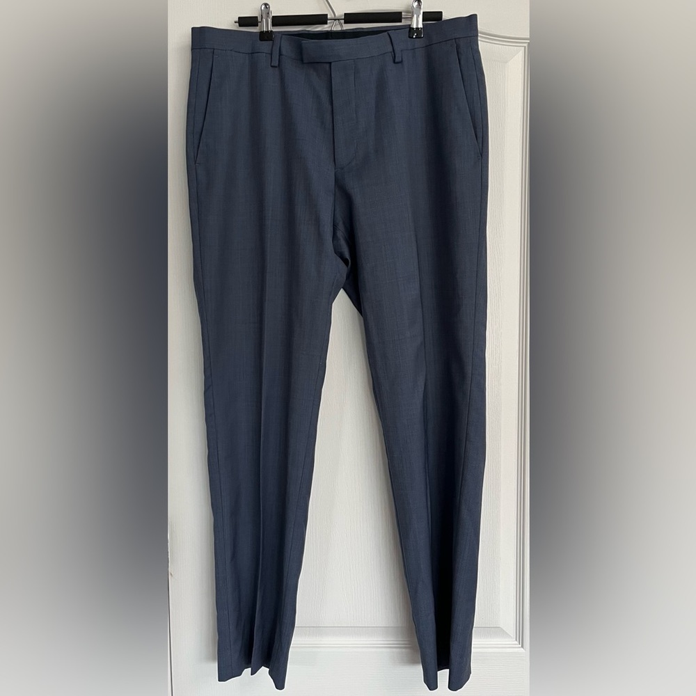 Men's Banana Republic Blue Marzotto 100's Wool, Lined Suit Pants 35 x 32